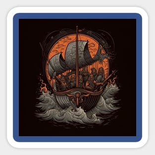 Viking Raiders on Longships Sticker